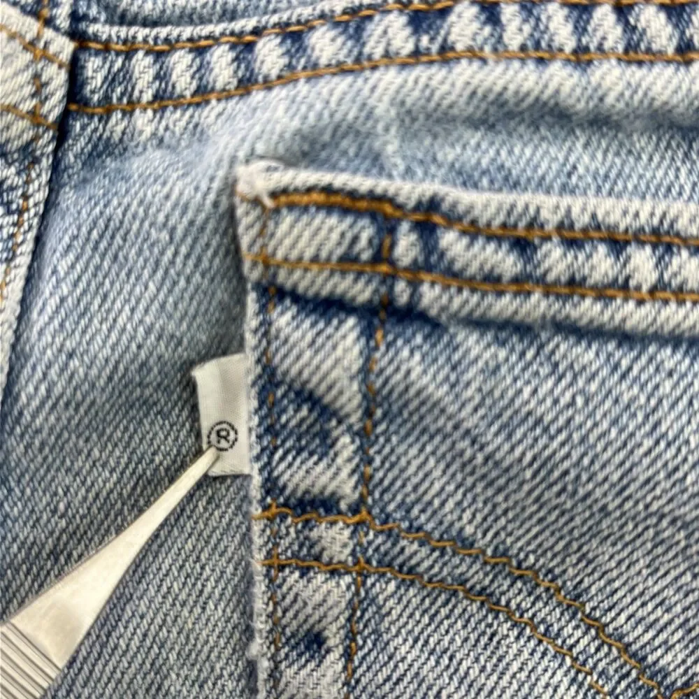 Levis 505 Blue Denim Jean Shorts Youth 6  Vintage White Tab 90s Kids Elastic